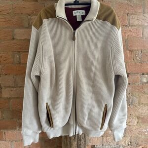 Orvis Sweater Jacket Men's M Heavy Knit Lined Fisherman Shoulder Patches 31TH